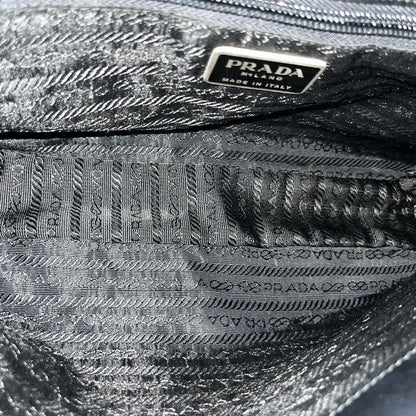 PRADA Hand Shoulder Bag Tote Purse Patent Leather Nylon Black Authentic
