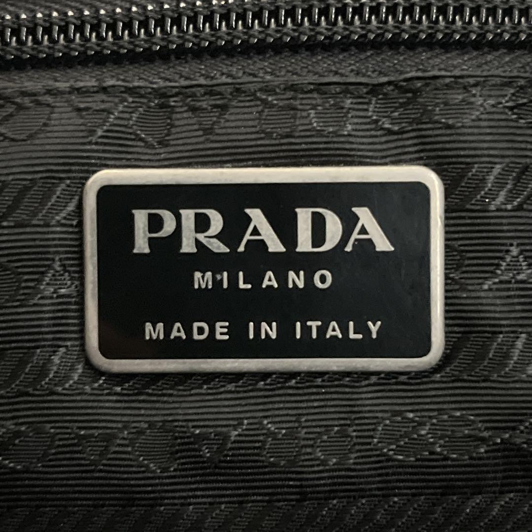 PRADA Hand Shoulder Bag Tote Purse Patent Leather Nylon Black Authentic
