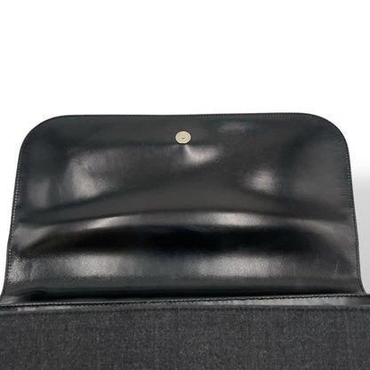 PRADA Hand Shoulder Bag Tote Purse Patent Leather Nylon Black Authentic