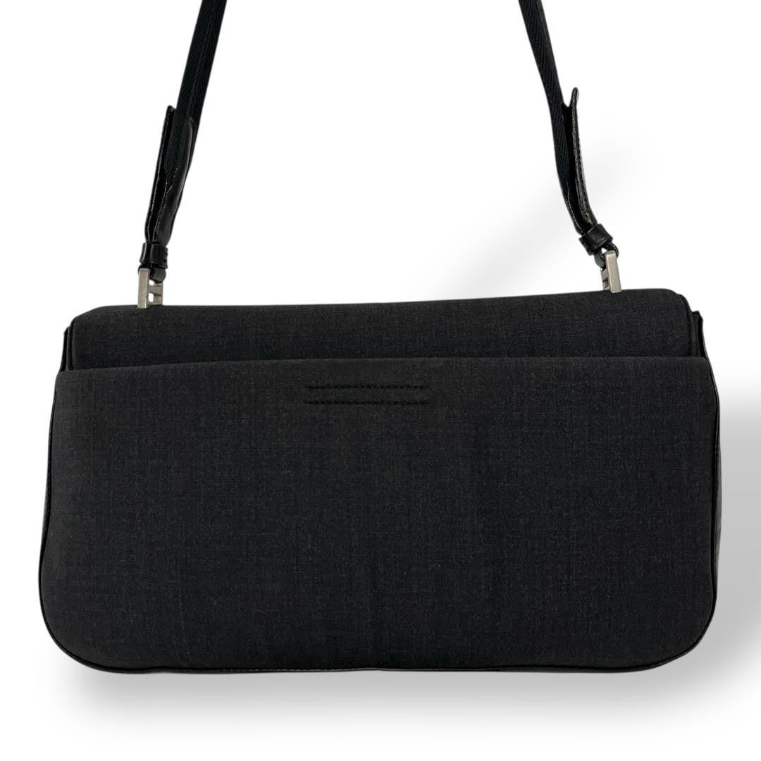 PRADA Hand Shoulder Bag Tote Purse Patent Leather Nylon Black Authentic