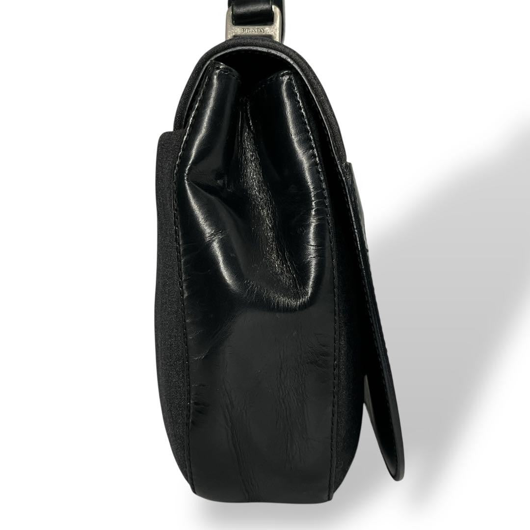 PRADA Hand Shoulder Bag Tote Purse Patent Leather Nylon Black Authentic