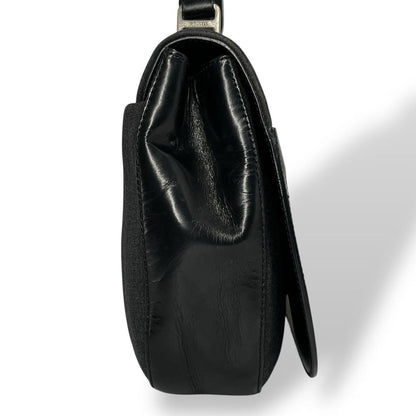 PRADA Hand Shoulder Bag Tote Purse Patent Leather Nylon Black Authentic