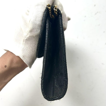 Christian Dior Shoulder Bag Purse Honeycomb Chain Canvas Black Authentic