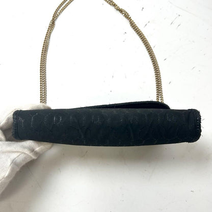 Christian Dior Shoulder Bag Purse Honeycomb Chain Canvas Black Authentic