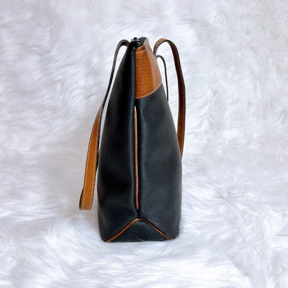 Christian Dior Hand Bag Tote Purse CD Nylon Canvas Leather Black Brown Authentic