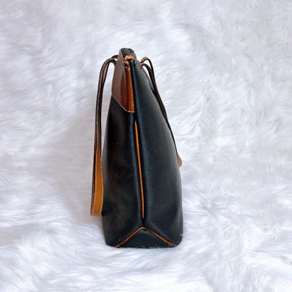 Christian Dior Hand Bag Tote Purse CD Nylon Canvas Leather Black Brown Authentic
