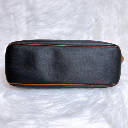 Christian Dior Hand Bag Tote Purse CD Nylon Canvas Leather Black Brown Authentic