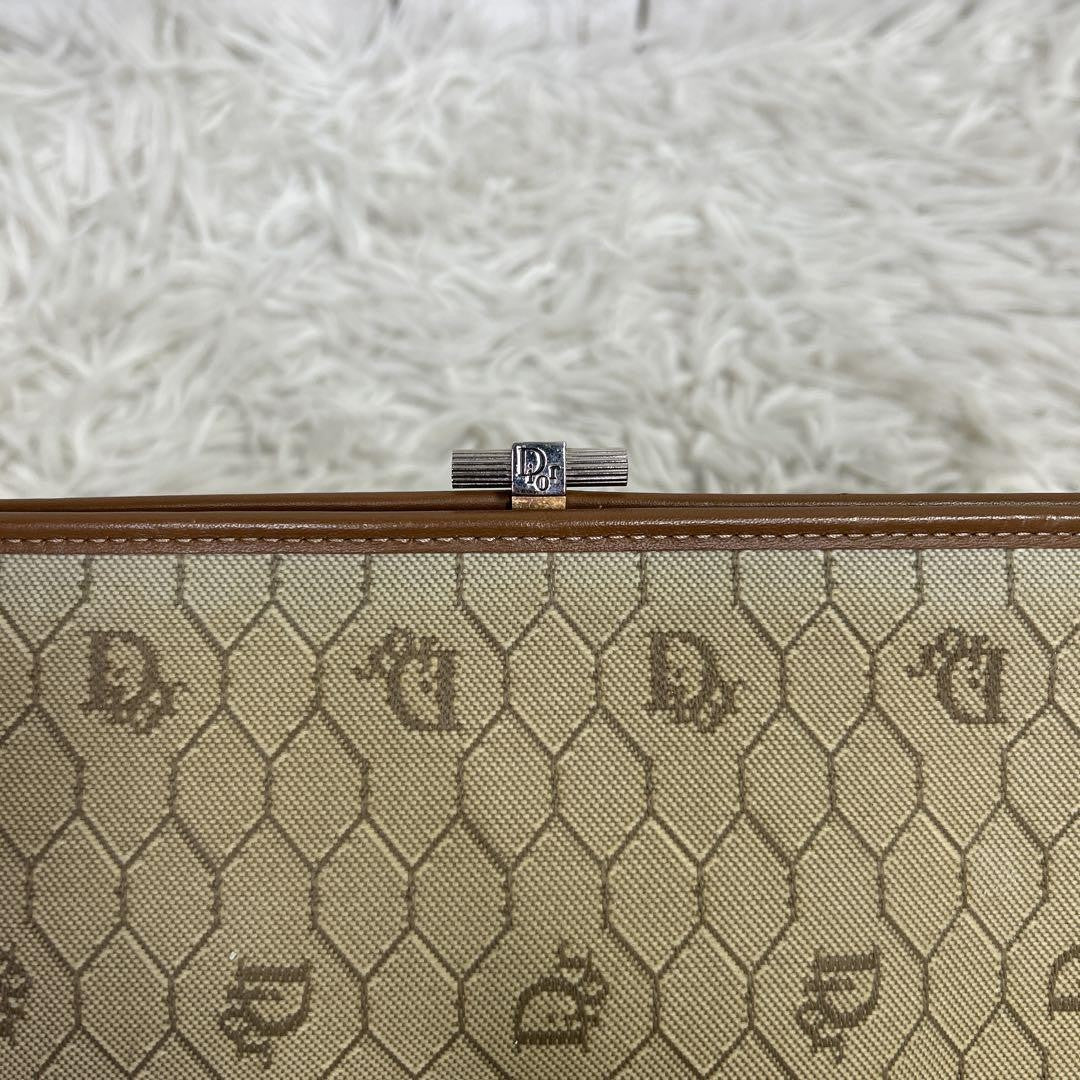 Christian Dior Shoulder Bag Purse Honeycomb Canvas Beige Brown Authentic