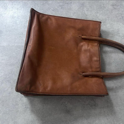 MIU MIU Hand Bag Tote Purse Leather Brown Authentic