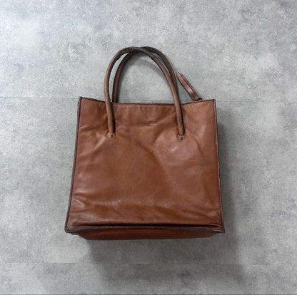 MIU MIU Hand Bag Tote Purse Leather Brown Authentic