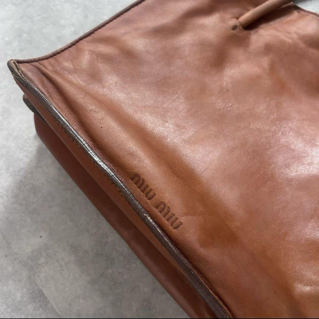 MIU MIU Hand Bag Tote Purse Leather Brown Authentic