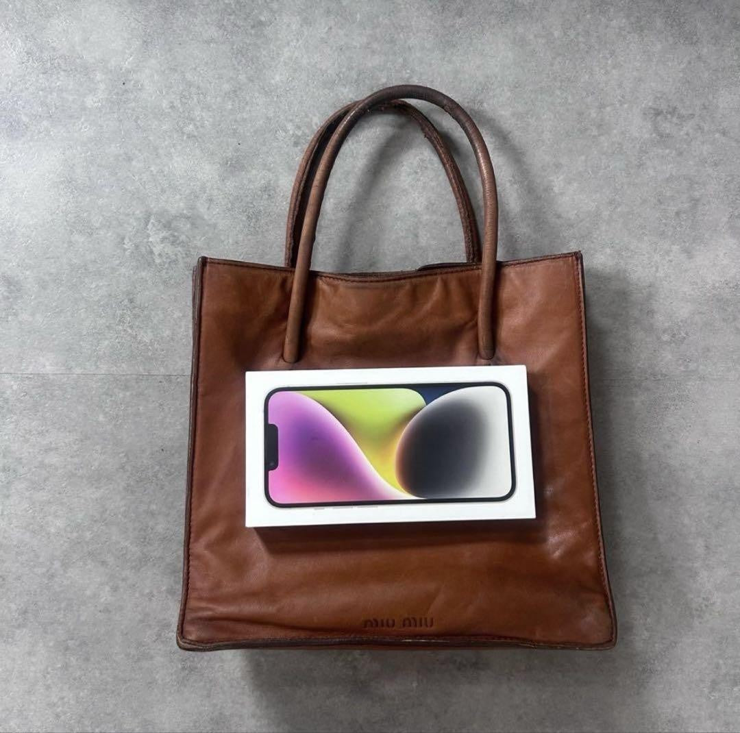 MIU MIU Hand Bag Tote Purse Leather Brown Authentic
