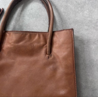 MIU MIU Hand Bag Tote Purse Leather Brown Authentic