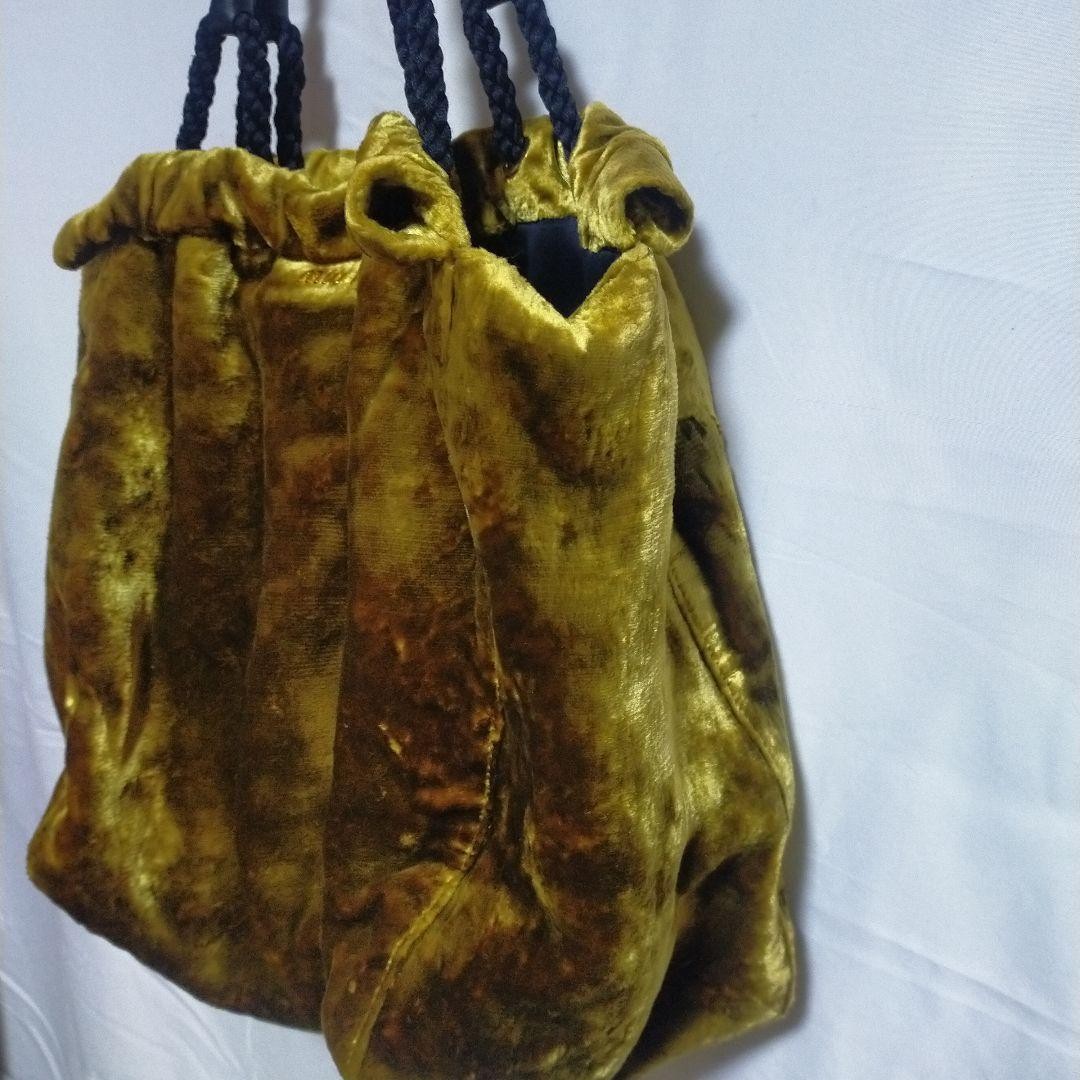 MIU MIU Hand Bag Tote Purse Logo Velour Mustard Gold Authentic