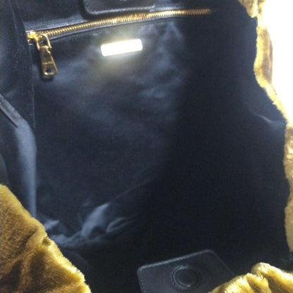 MIU MIU Hand Bag Tote Purse Logo Velour Mustard Gold Authentic