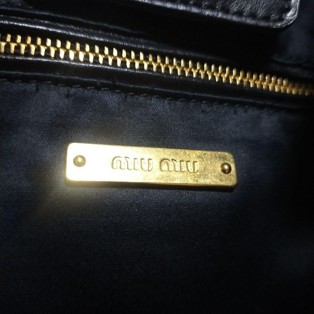 MIU MIU Hand Bag Tote Purse Logo Velour Mustard Gold Authentic