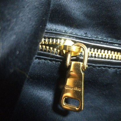 MIU MIU Hand Bag Tote Purse Logo Velour Mustard Gold Authentic