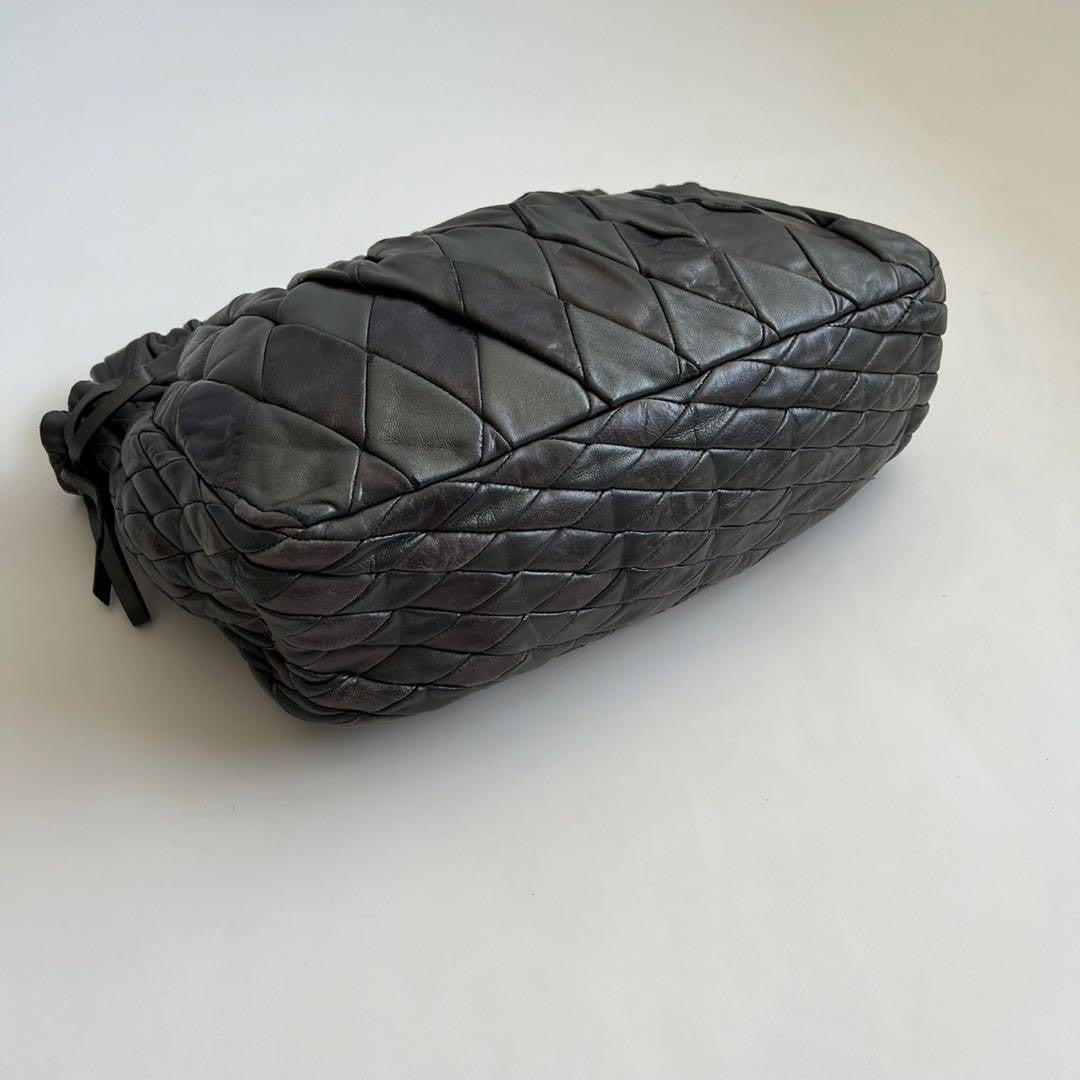 MIU MIU Shoulder Bag Purse QUILTING Leather Black Authentic