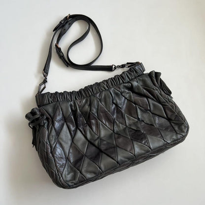 MIU MIU Shoulder Bag Purse QUILTING Leather Black Authentic