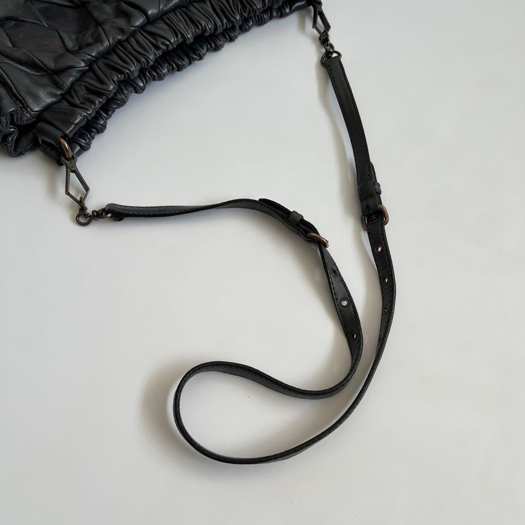 MIU MIU Shoulder Bag Purse QUILTING Leather Black Authentic