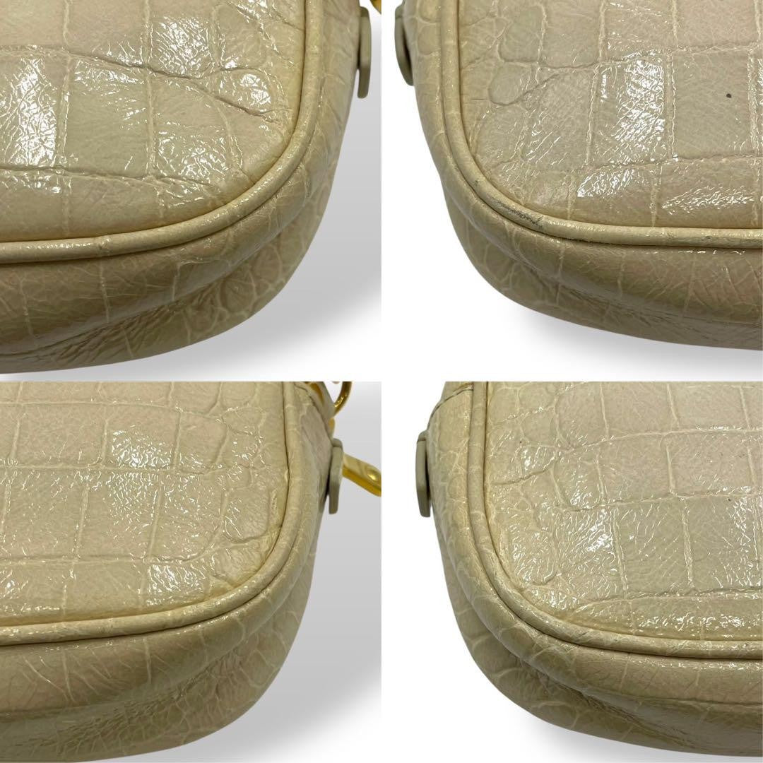 MIU MIU Shoulder Bag Purse Logo Leather Beige Authentic