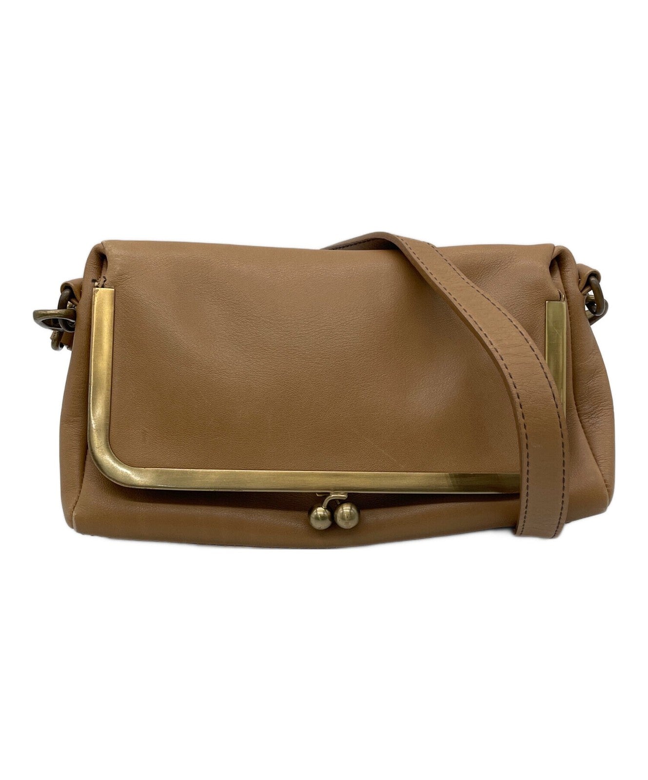 MIU MIU Shoulder Bag Purse Leather Light Brown Authentic