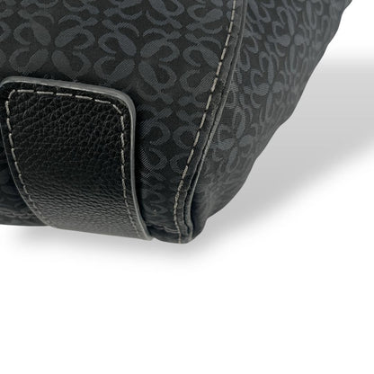 LOEWE Hand Bag Tote Purse Anagram Canvas Leather Black Authentic