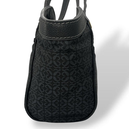 LOEWE Hand Bag Tote Purse Anagram Canvas Leather Black Authentic