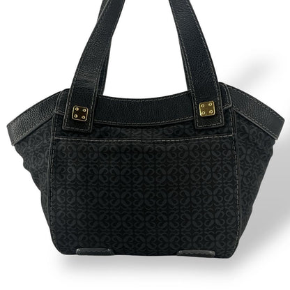 LOEWE Hand Bag Tote Purse Anagram Canvas Leather Black Authentic
