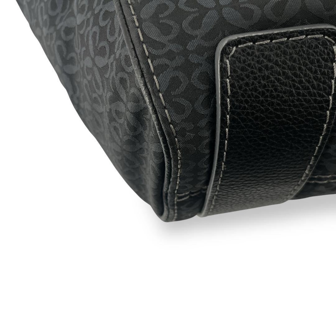 LOEWE Hand Bag Tote Purse Anagram Canvas Leather Black Authentic