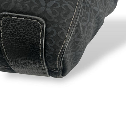 LOEWE Hand Bag Tote Purse Anagram Canvas Leather Black Authentic