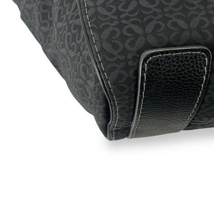 LOEWE Hand Bag Tote Purse Anagram Canvas Leather Black Authentic