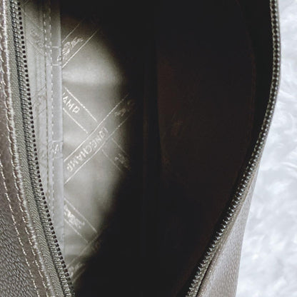 Longchamp Shoulder Bag Purse Leather Gray Authentic