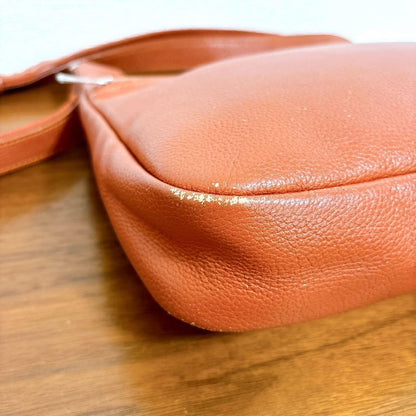Longchamp Shoulder Bag Purse Leather Orange Authentic