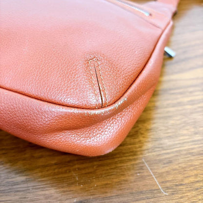 Longchamp Shoulder Bag Purse Leather Orange Authentic