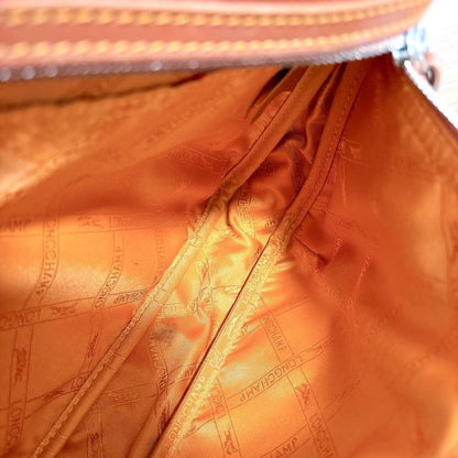 Longchamp Shoulder Bag Purse Leather Orange Authentic