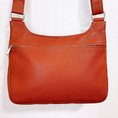 Longchamp Shoulder Bag Purse Leather Orange Authentic
