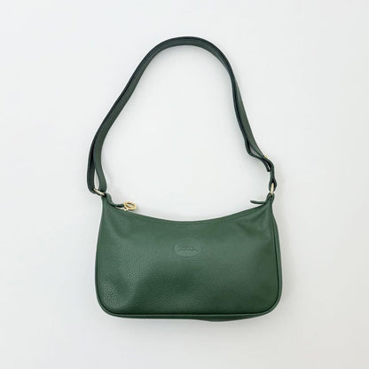 Longchamp Shoulder Bag Purse 2way Leather Green Authentic
