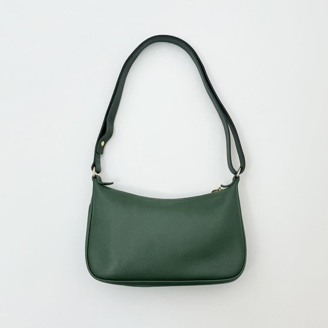 Longchamp Shoulder Bag Purse 2way Leather Green Authentic
