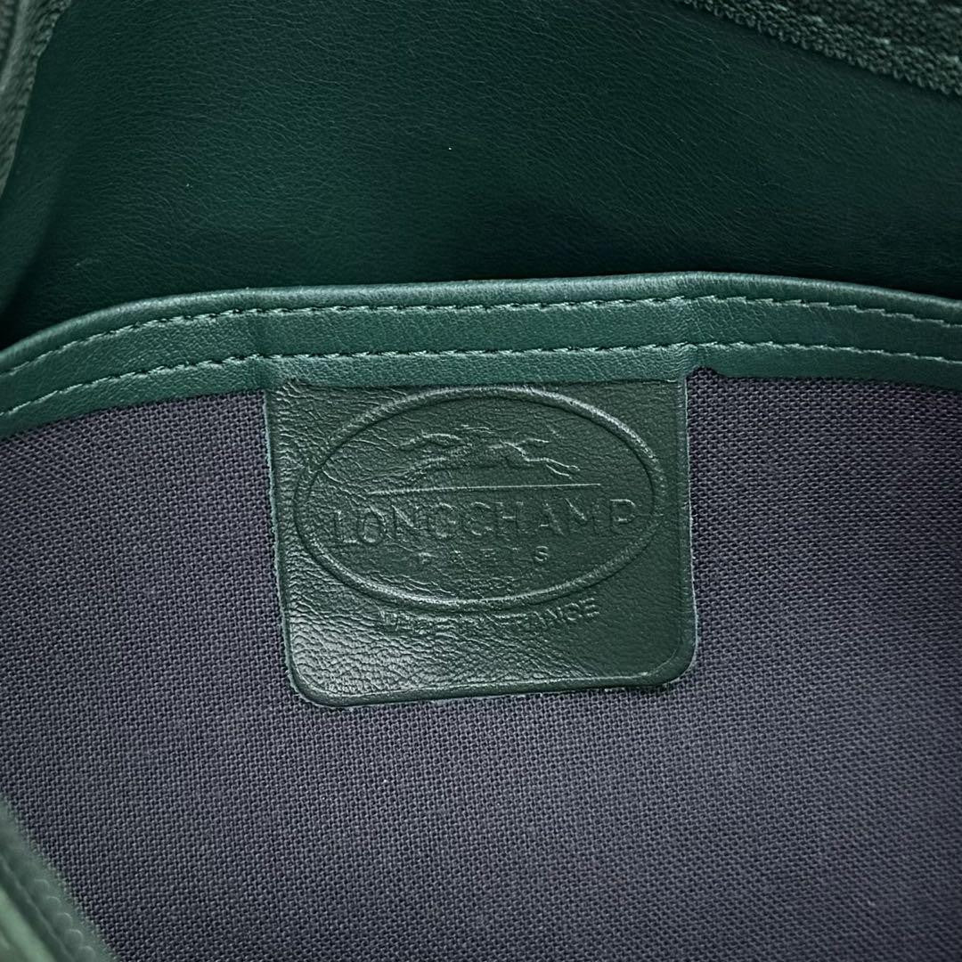 Longchamp Shoulder Bag Purse 2way Leather Green Authentic