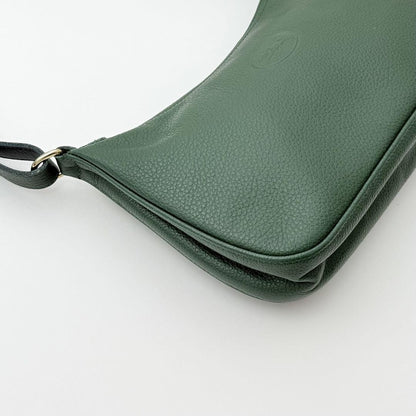 Longchamp Shoulder Bag Purse 2way Leather Green Authentic