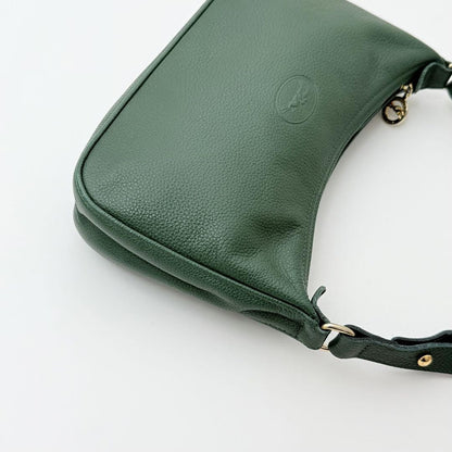 Longchamp Shoulder Bag Purse 2way Leather Green Authentic