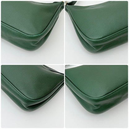 Longchamp Shoulder Bag Purse 2way Leather Green Authentic