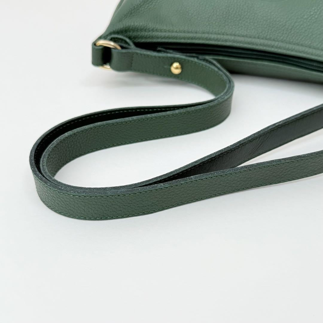 Longchamp Shoulder Bag Purse 2way Leather Green Authentic