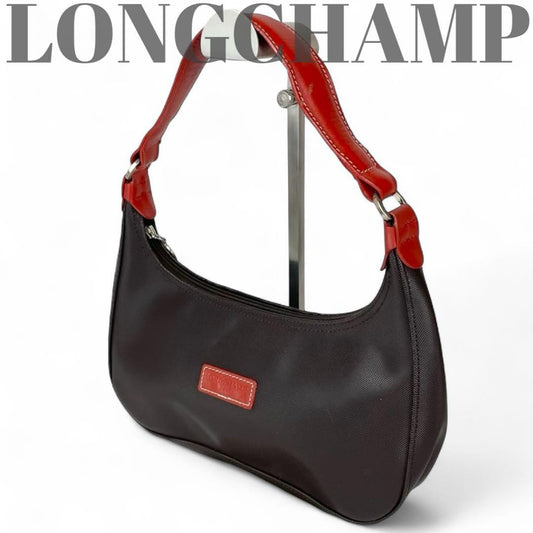 Longchamp Shoulder Bag Purse Accessory Pouch PVC Brown Authentic