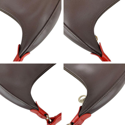 Longchamp Shoulder Bag Purse Accessory Pouch PVC Brown Authentic