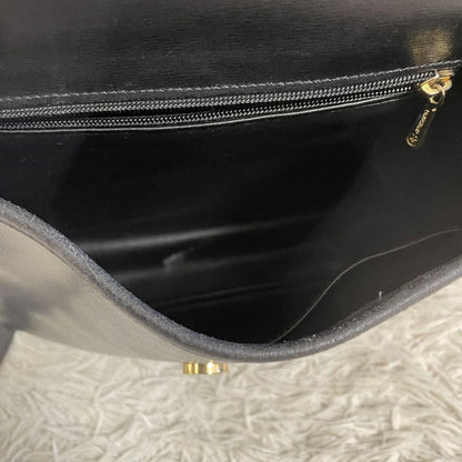 Longchamp Shoulder Bag Purse Black Leather Authentic
