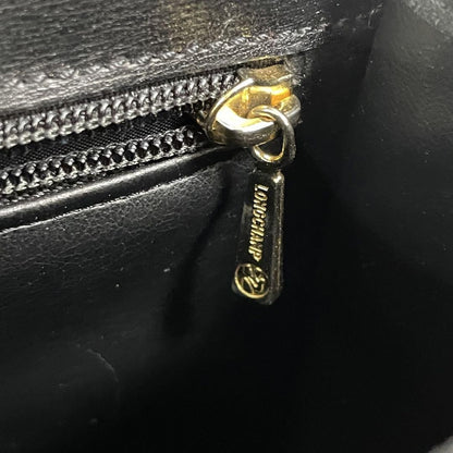 Longchamp Shoulder Bag Purse Black Leather Authentic