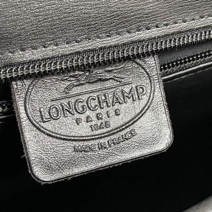 Longchamp Shoulder Bag Purse Black Leather Authentic