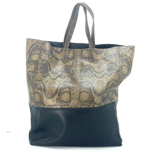 CELINE Hand Bag Tote Purse Business Bag Leather Brown Black Authentic